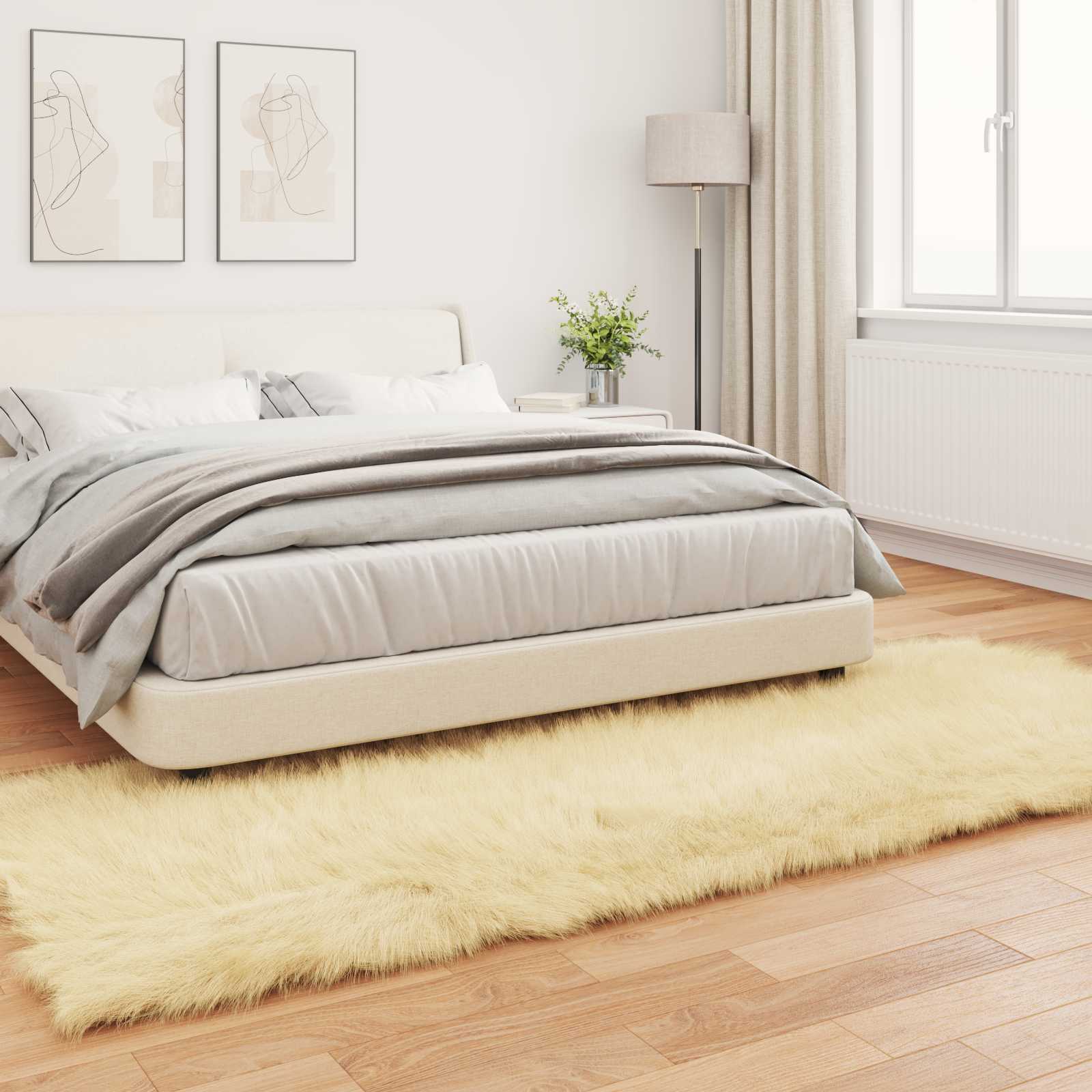 Tapete de de ovelha sintética tafalla creme 80 x 250 cm