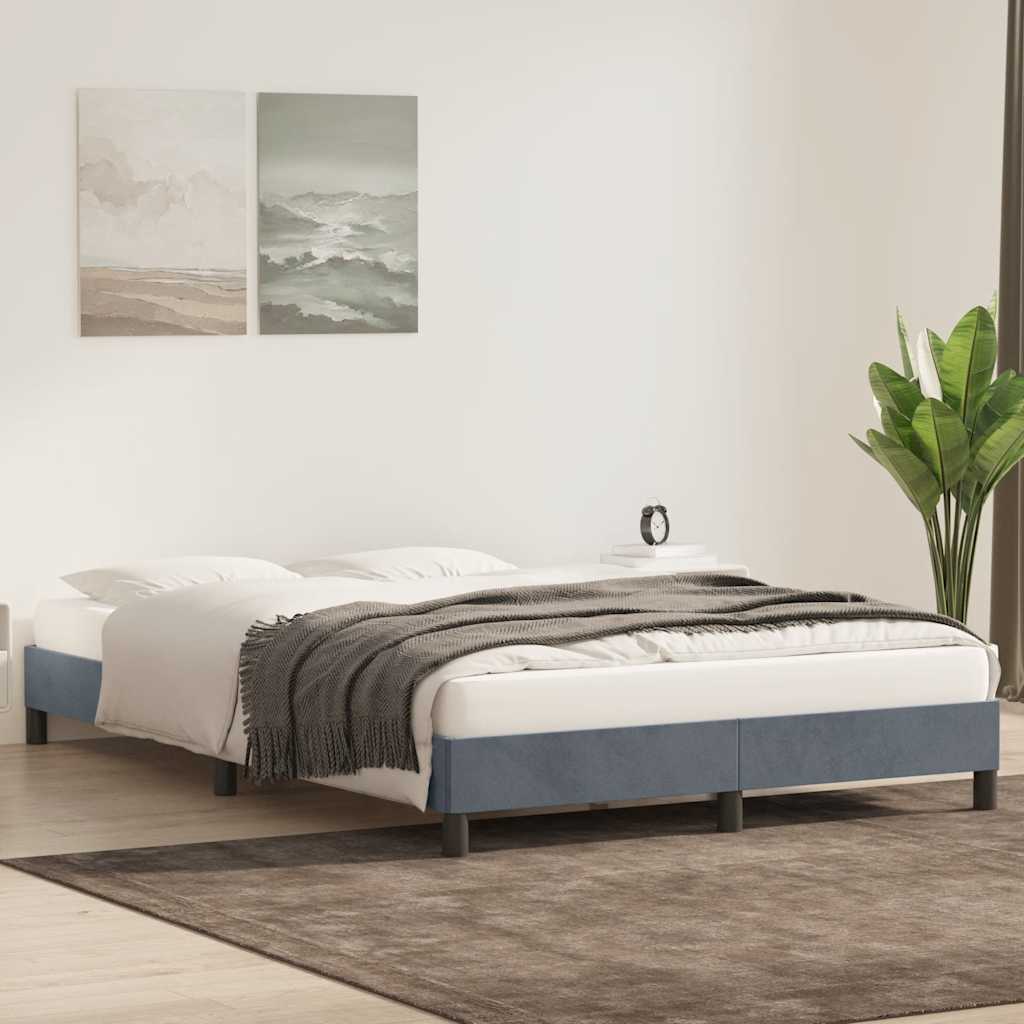 Estrutura de cama sem colchão 140x210 cm veludo cinzento escuro