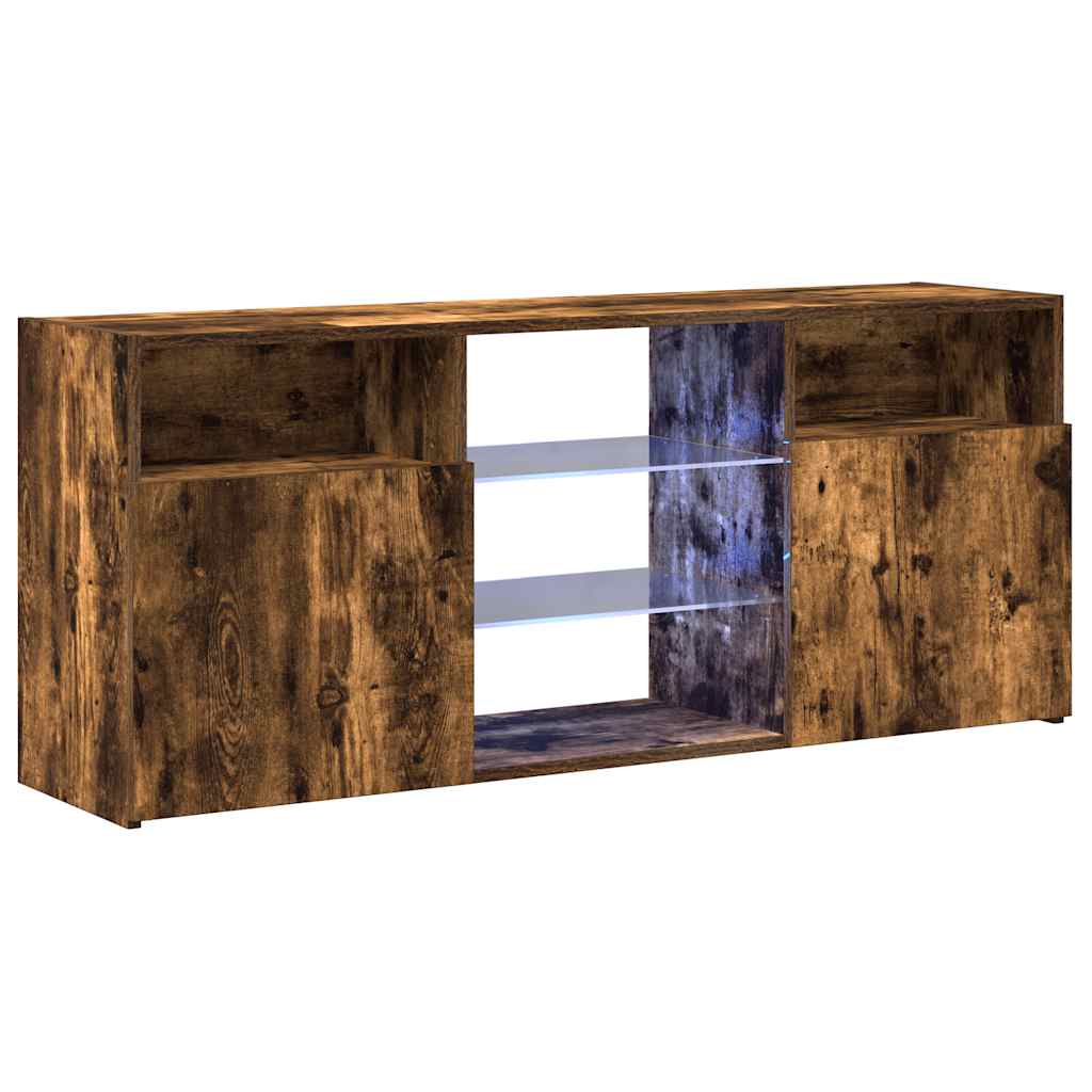 Móvel de TV com luzes LED 120x30x50 cm carvalho fumado