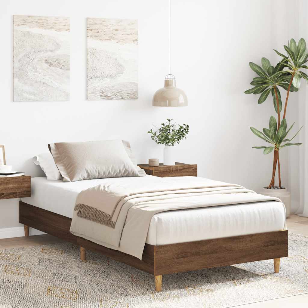 Estrutura cama s/ colchão 100x200 cm carvalho castanho