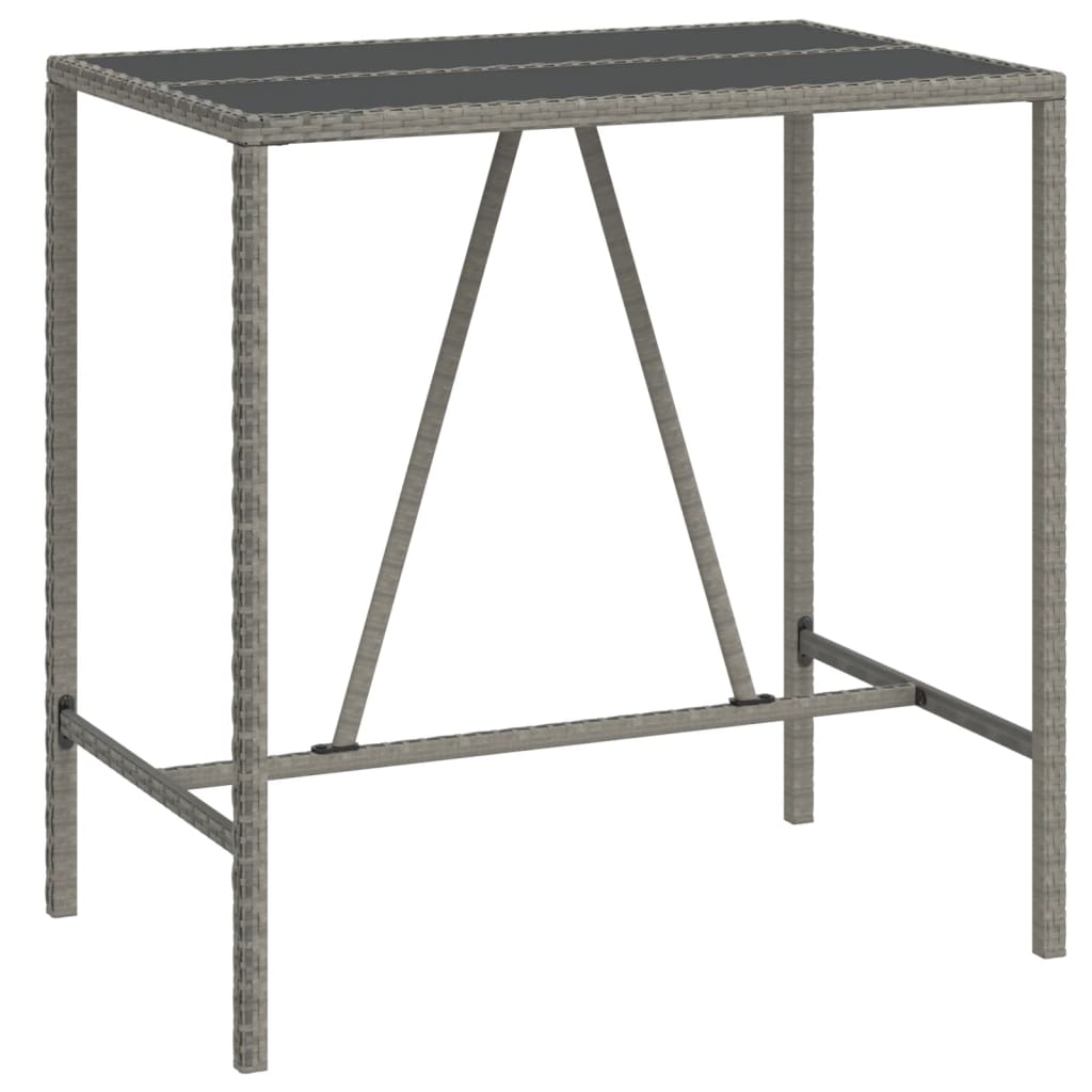 5 Pcs conjunto de bar p/ jardim c/ almofadões vime PE cinzento