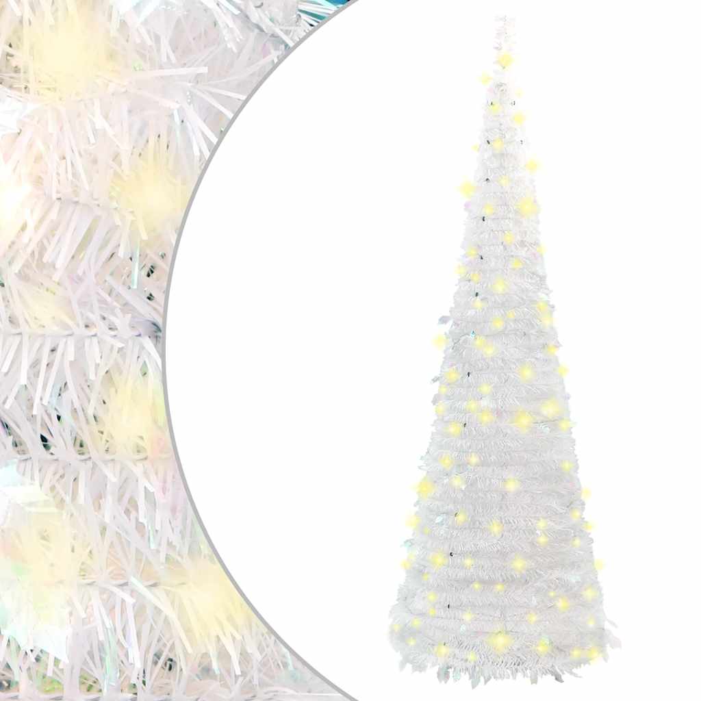 Árvore de natal artificial pop-up c/ 150 luzes LED 180cm branco