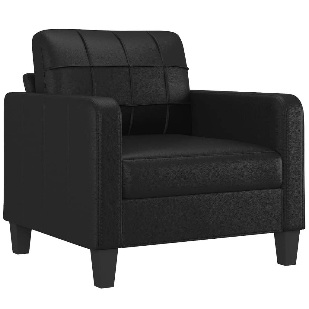 4 Pcs conjunto de sofás com almofadas couro artificial preto