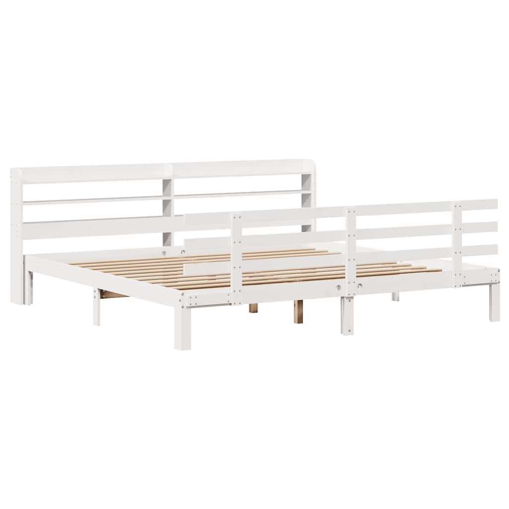 Estrutura de cama c/ cabeceira sem colchão 200x200 cm branco