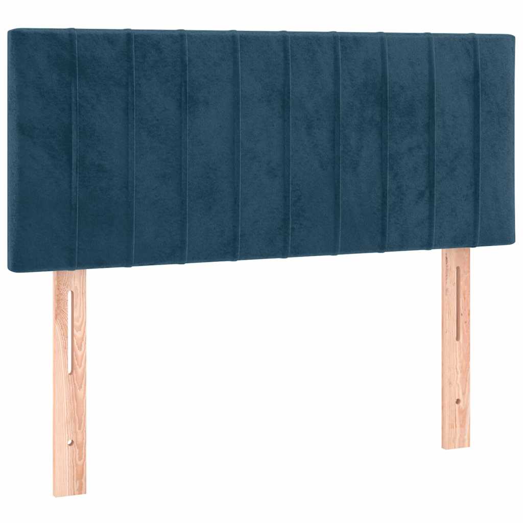 Cabeceira de cama c/ luzes LED veludo 100x5x78/88cm azul-escuro