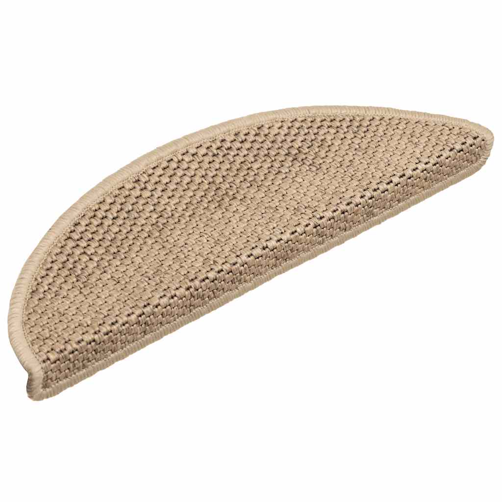 Tapetes escada adesivos aspeto sisal 15 pcs 56x17x3cm cor areia