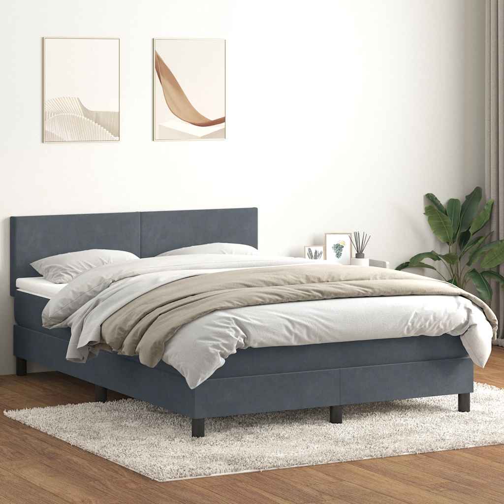 Cama com molas/colchão 160x210 cm veludo cinzento-escuro