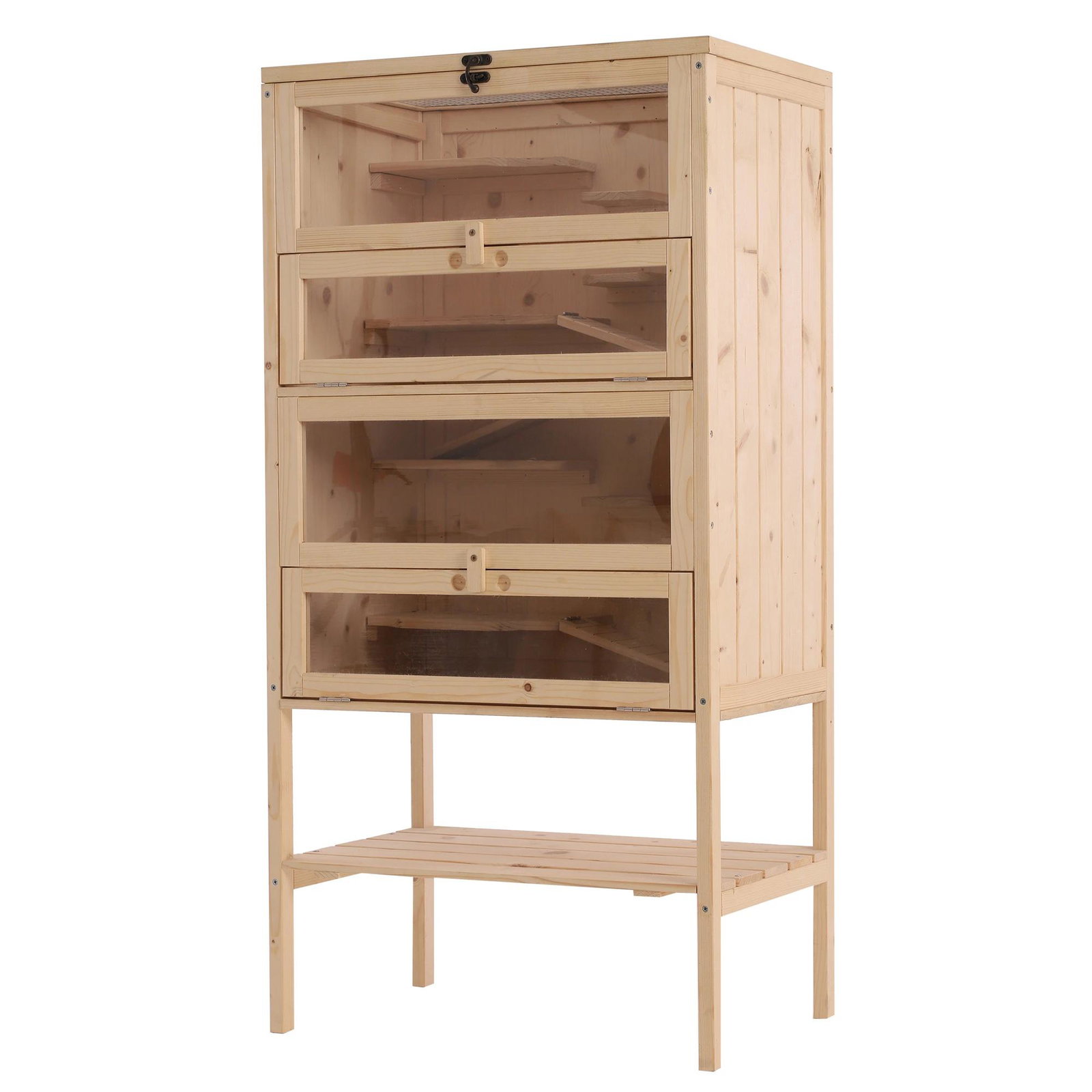 Gaiola de madeira para hamsters e outros pequenos roedores 60x40x120cm madeira natural