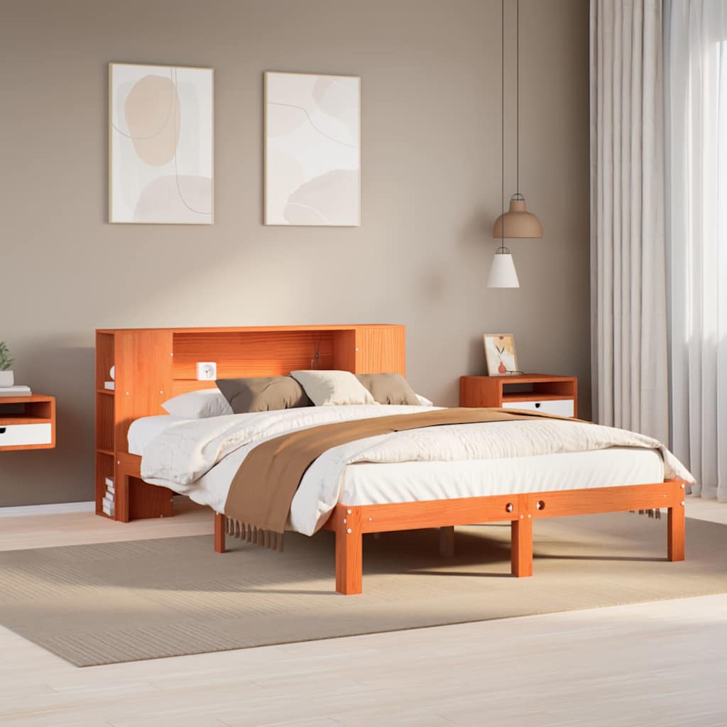 Cama com estante sem colchão 135x190 cm pinho maciço