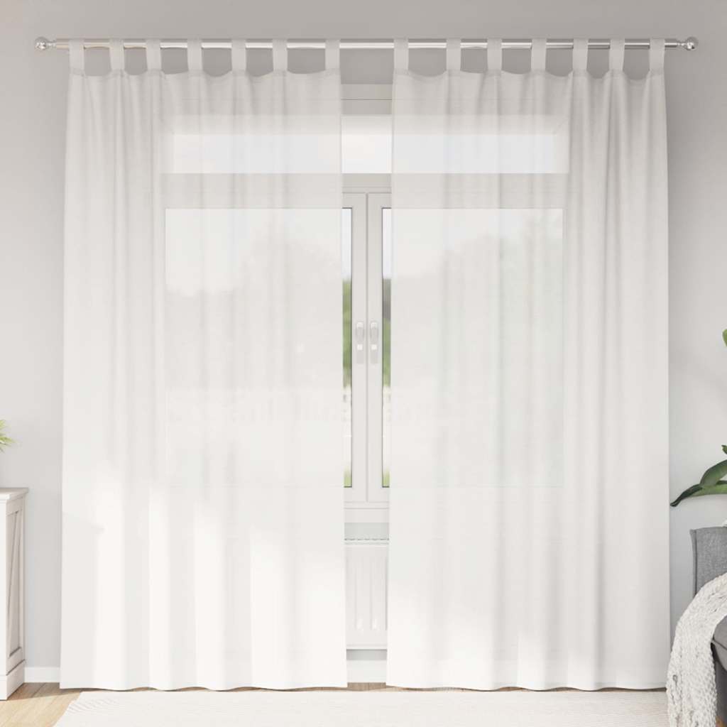 Cortinas de voile com laços 2 pcs branco 140x245 cm