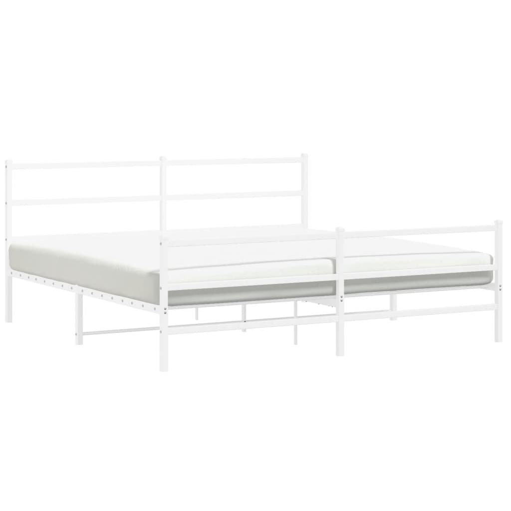 Estrutura de cama com cabeceira e pés 193x203 cm metal branco