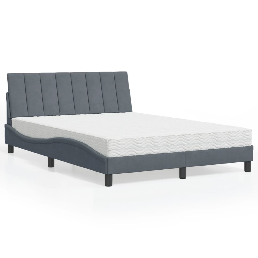 Cama com colchão hanko 140x200 cm veludo cinzento-escuro