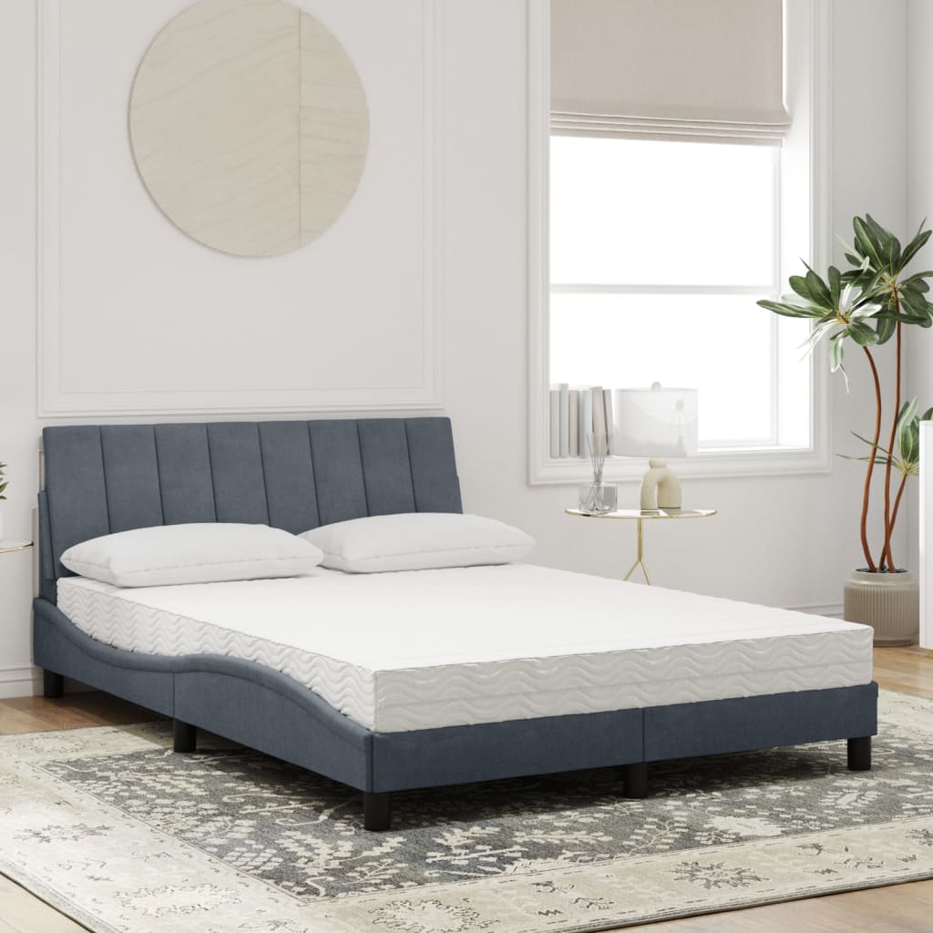 Cama com colchão hanko 140x200 cm veludo cinzento-escuro
