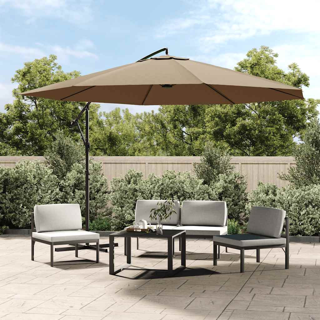 Guarda-sol cantilever c/ poste alumínio 350cm cinza-acastanhado