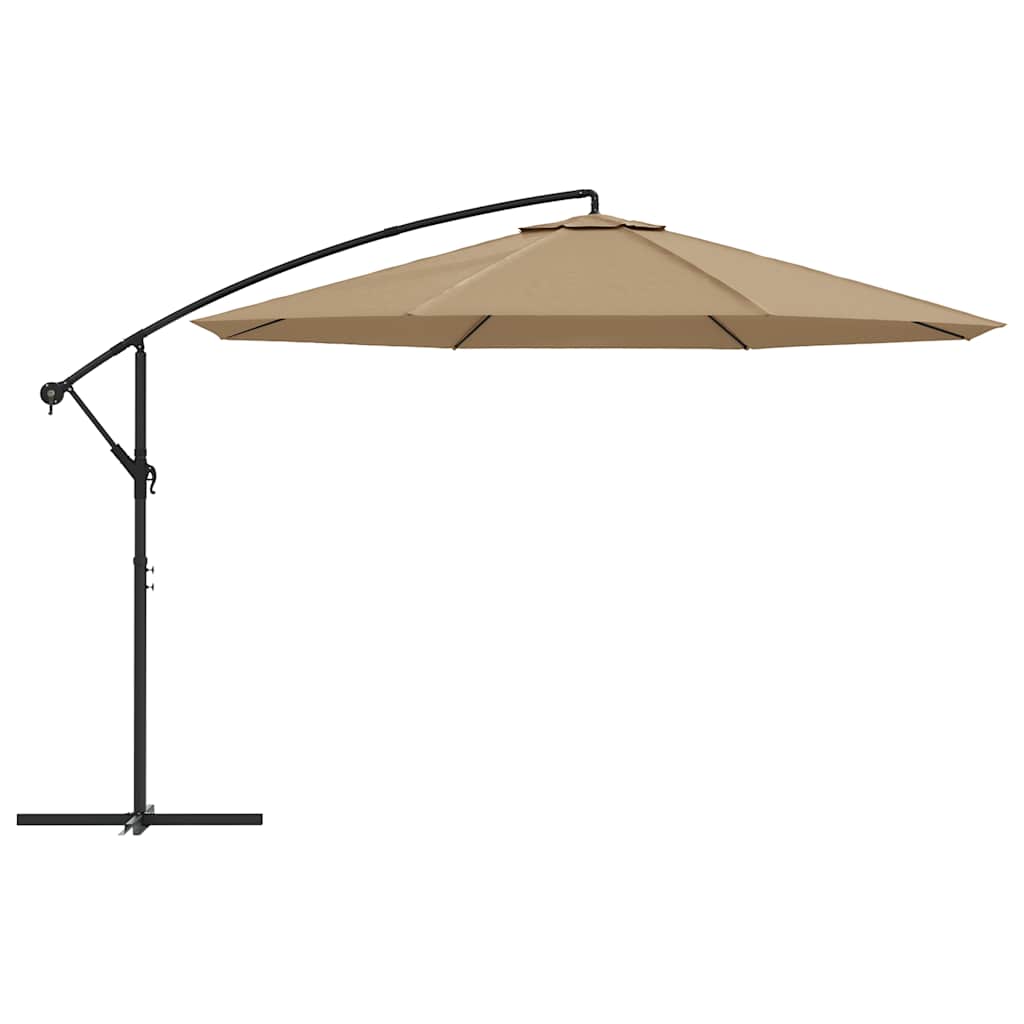 Guarda-sol cantilever c/ poste alumínio 350cm cinza-acastanhado