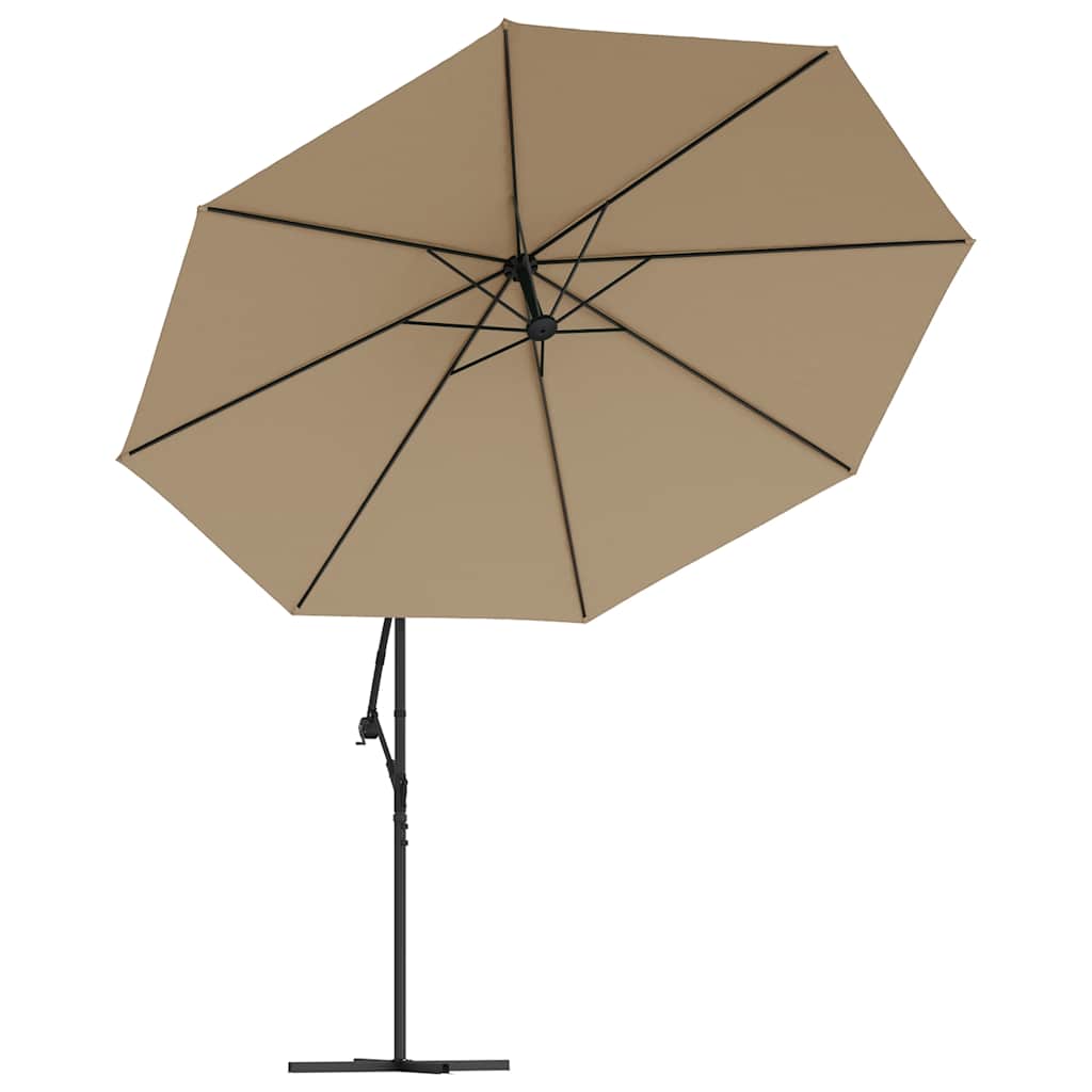 Guarda-sol cantilever c/ poste alumínio 350cm cinza-acastanhado