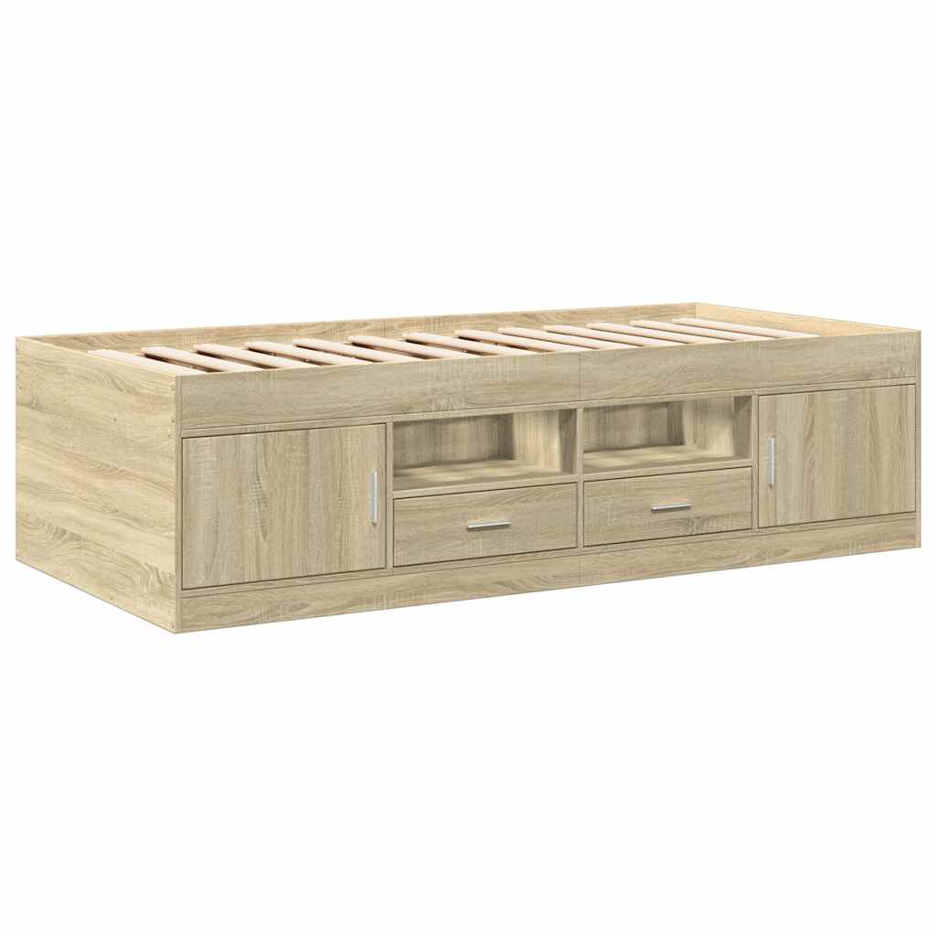 Sofá-cama com gavetas sem colchão 90x190 cm carvalho sonoma