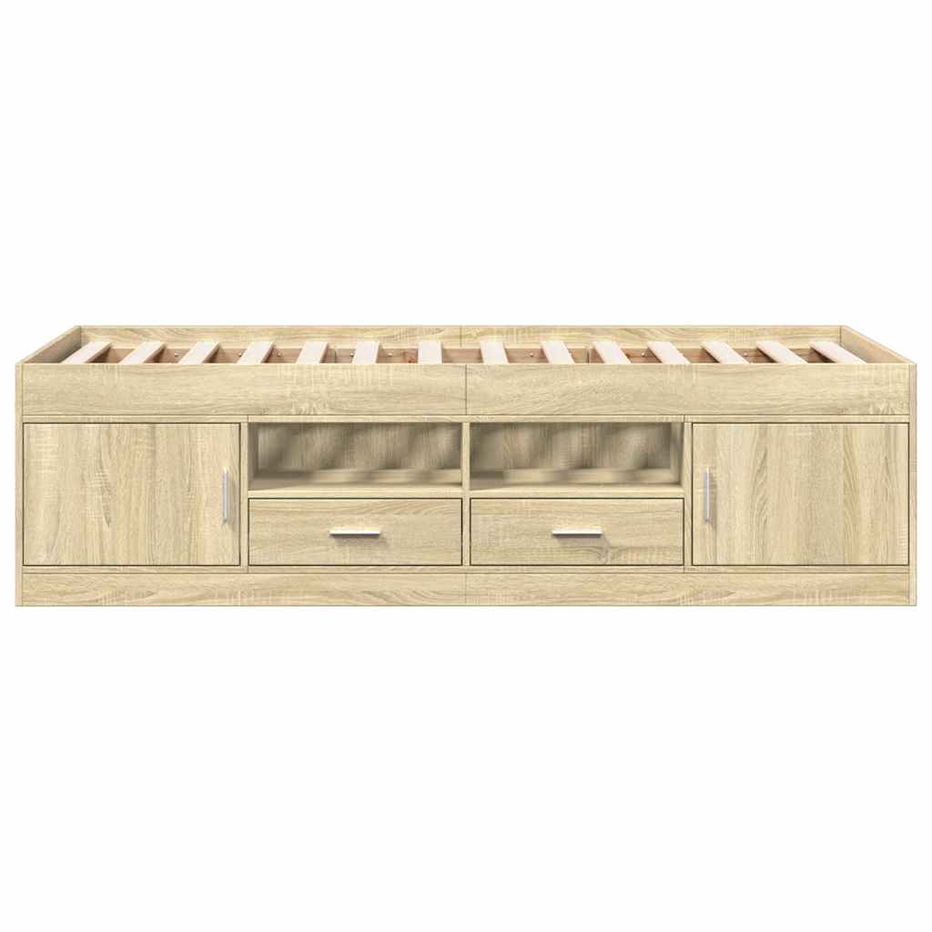 Sofá-cama com gavetas sem colchão 90x190 cm carvalho sonoma