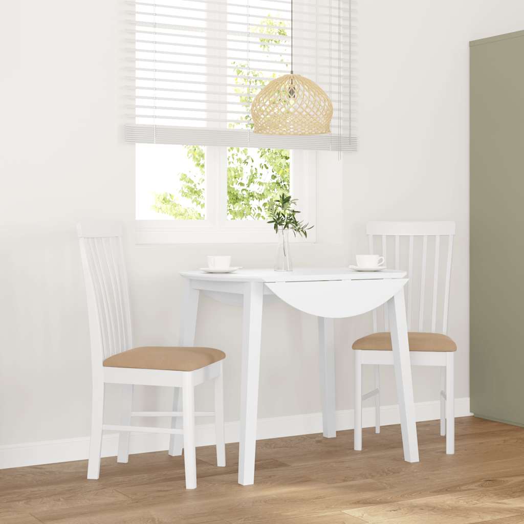 Cadeiras de jantar com almofadões 2 pcs madeira maciça branco