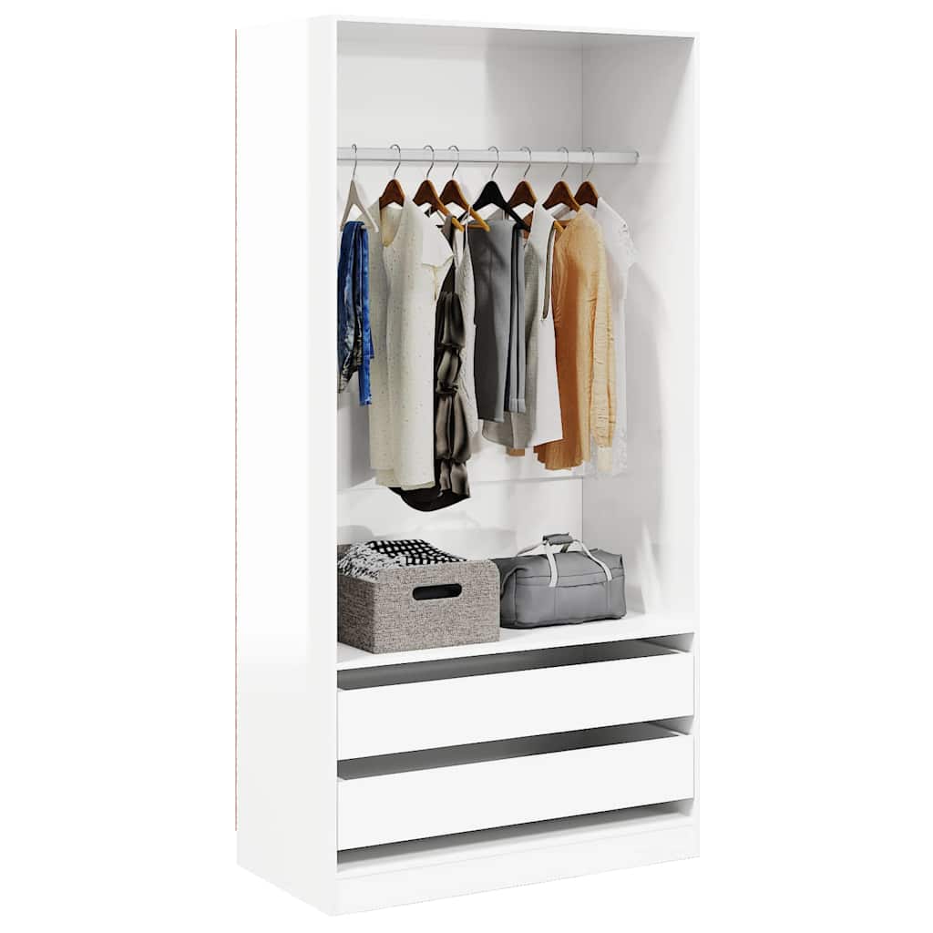 Roupeiro 100x50x200 cm derivados de madeira branco brilhante