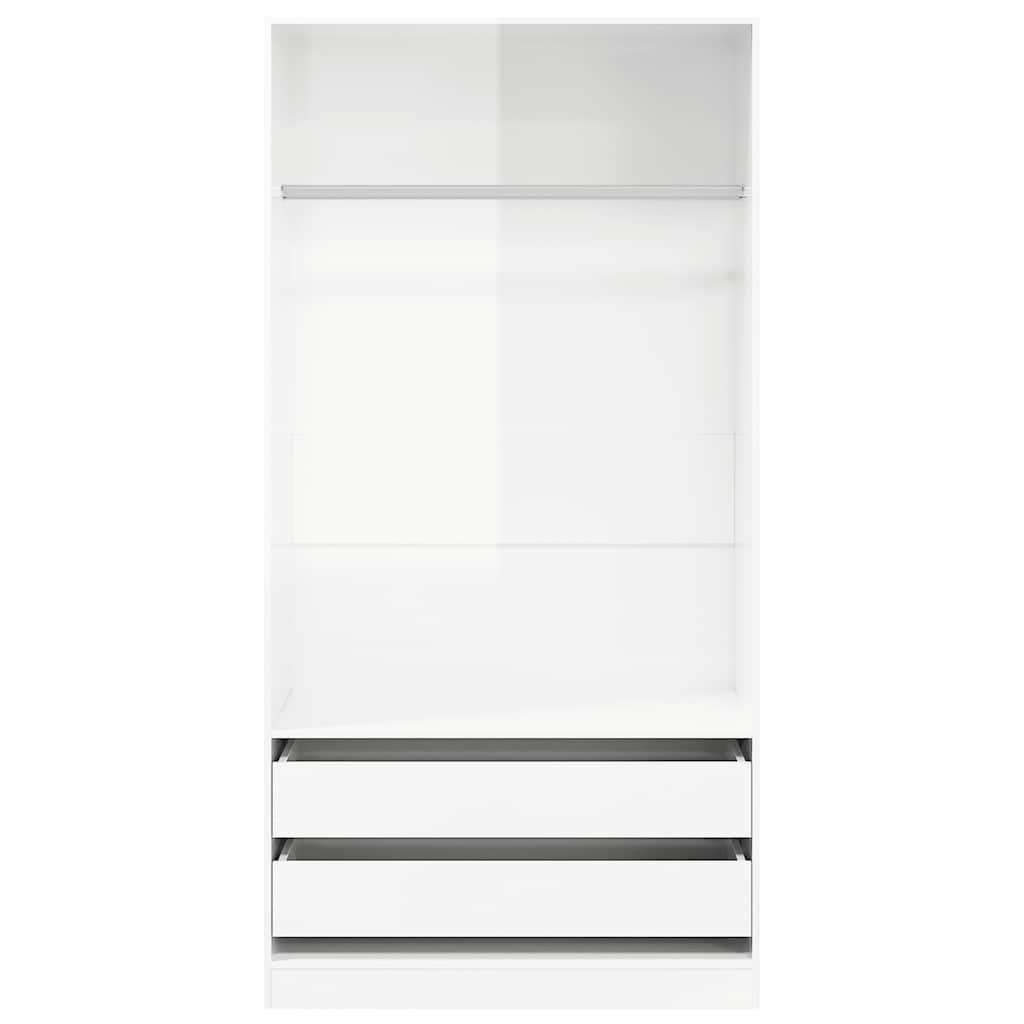 Roupeiro 100x50x200 cm derivados de madeira branco brilhante