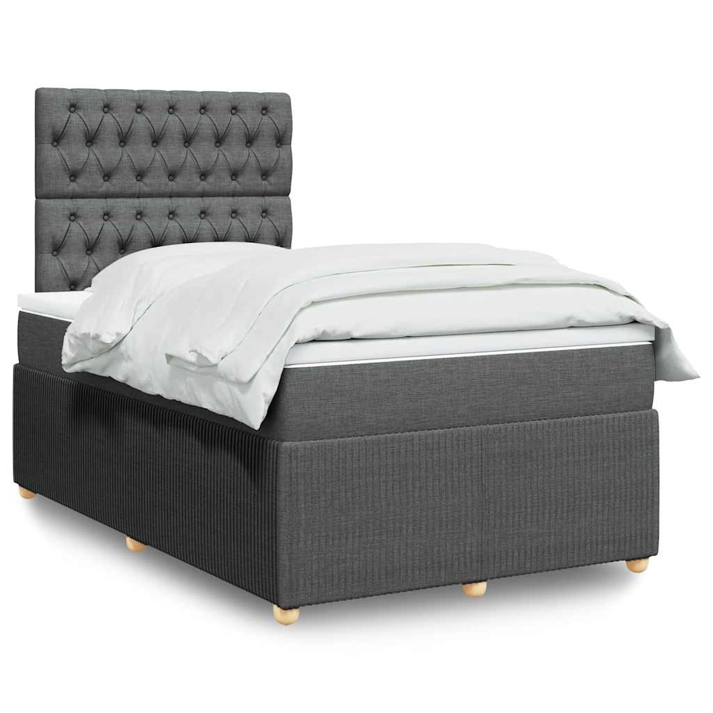 Cama boxspring com colchão 120x190 cm tecido cinzento-escuro