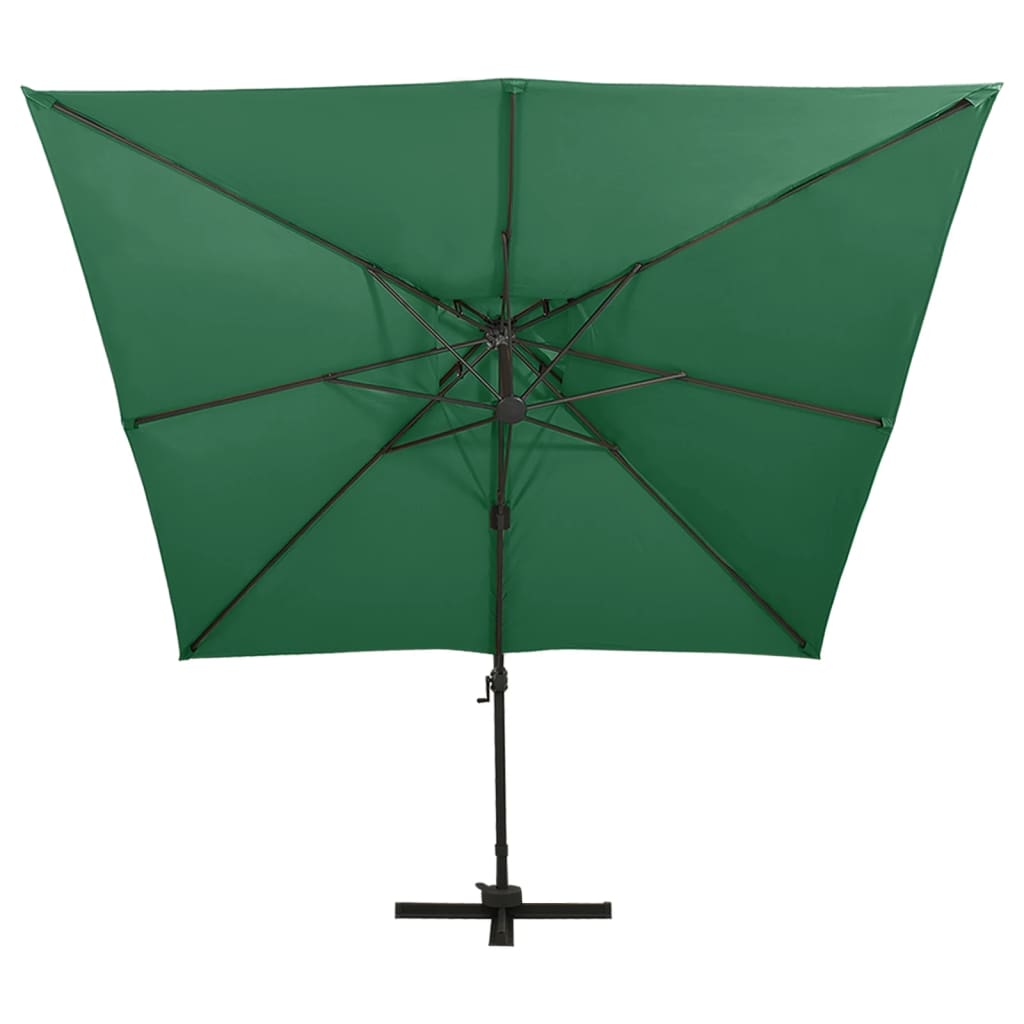 Guarda-sol de jardim cantilever c/ toldo duplo 300x300 cm verde