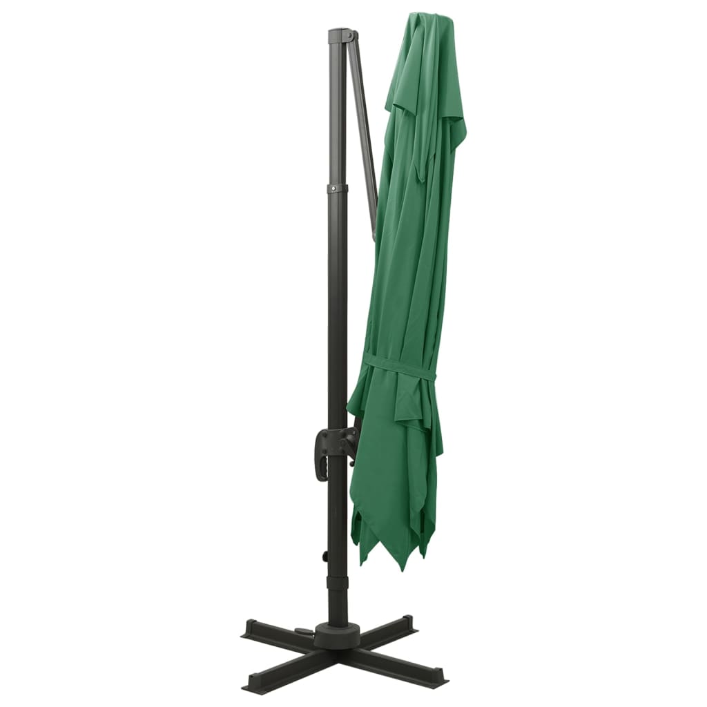 Guarda-sol de jardim cantilever c/ toldo duplo 300x300 cm verde