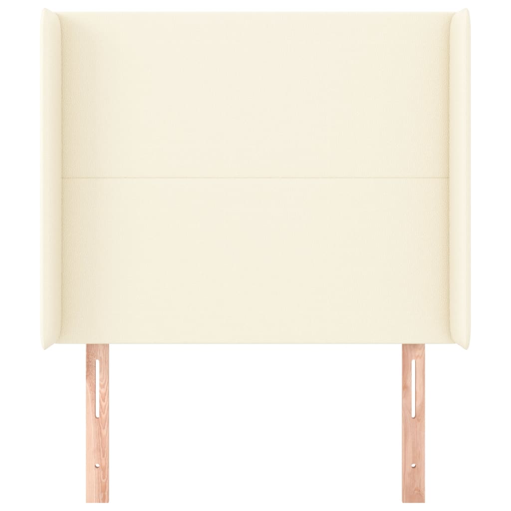 Cabeceira cama c/ abas couro artificial 83x16x118/128 cm creme