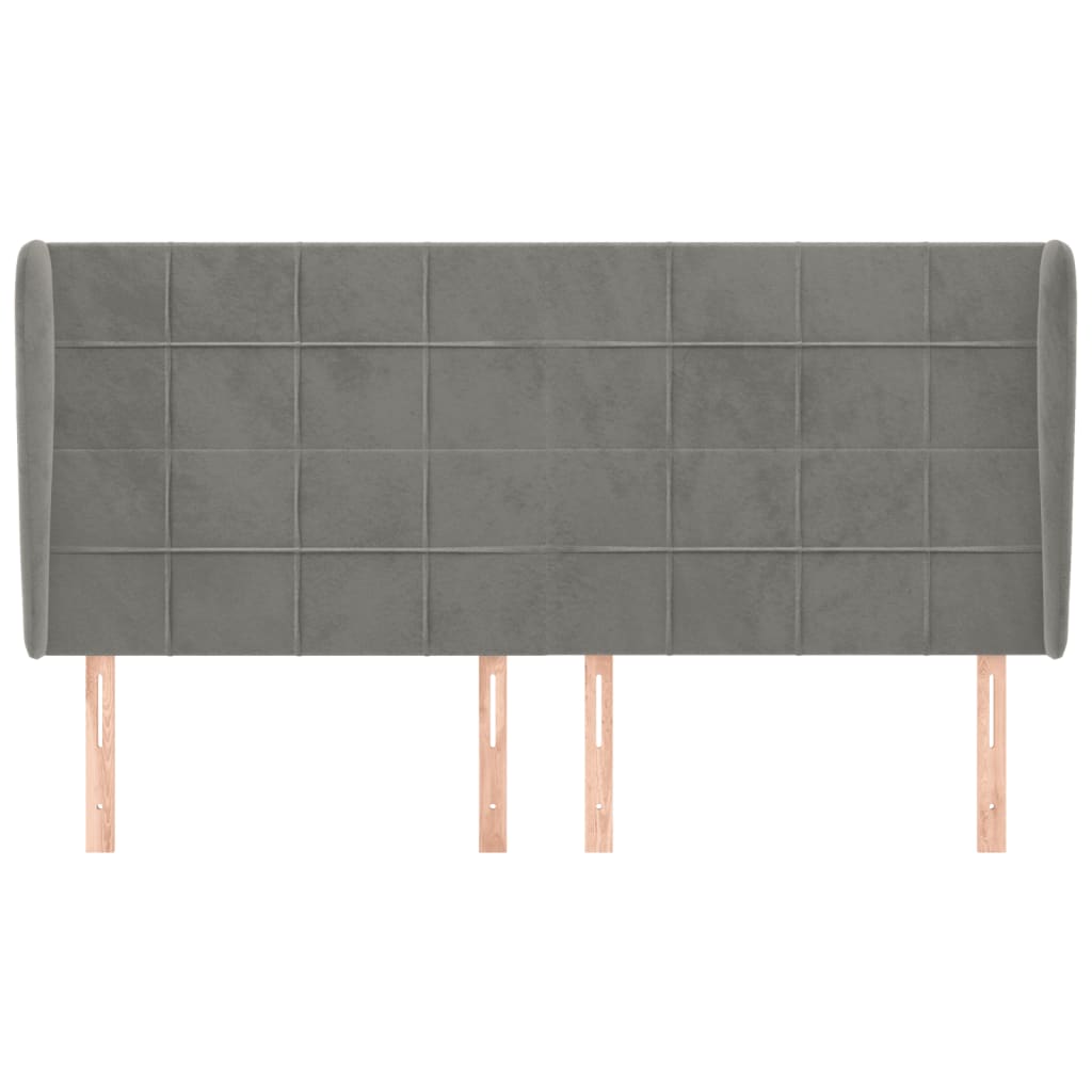 Cabeceira cama c/ abas veludo 183x23x118/128 cm cinzento-claro