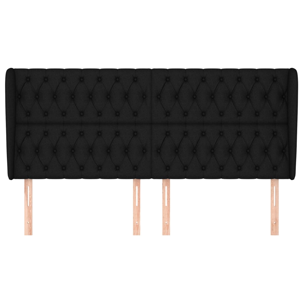 Cabeceira de cama c/ abas tecido 203x23x118/128 cm preto
