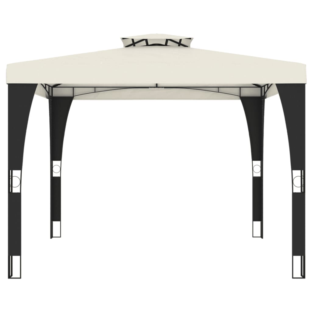 Gazebo com telhado duplo 2,98x2,98 m aço creme