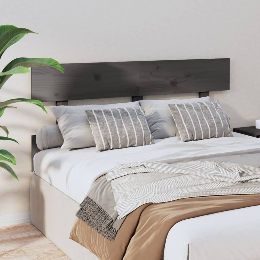 Cabeceira de cama 124x3x81 cm pinho maciço cinzento