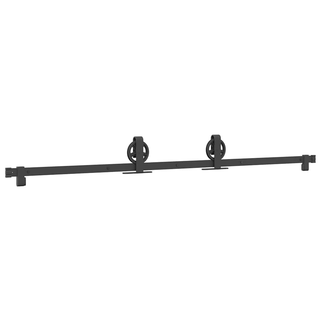 Kit de ferragens para porta deslizante 183 cm aço preto