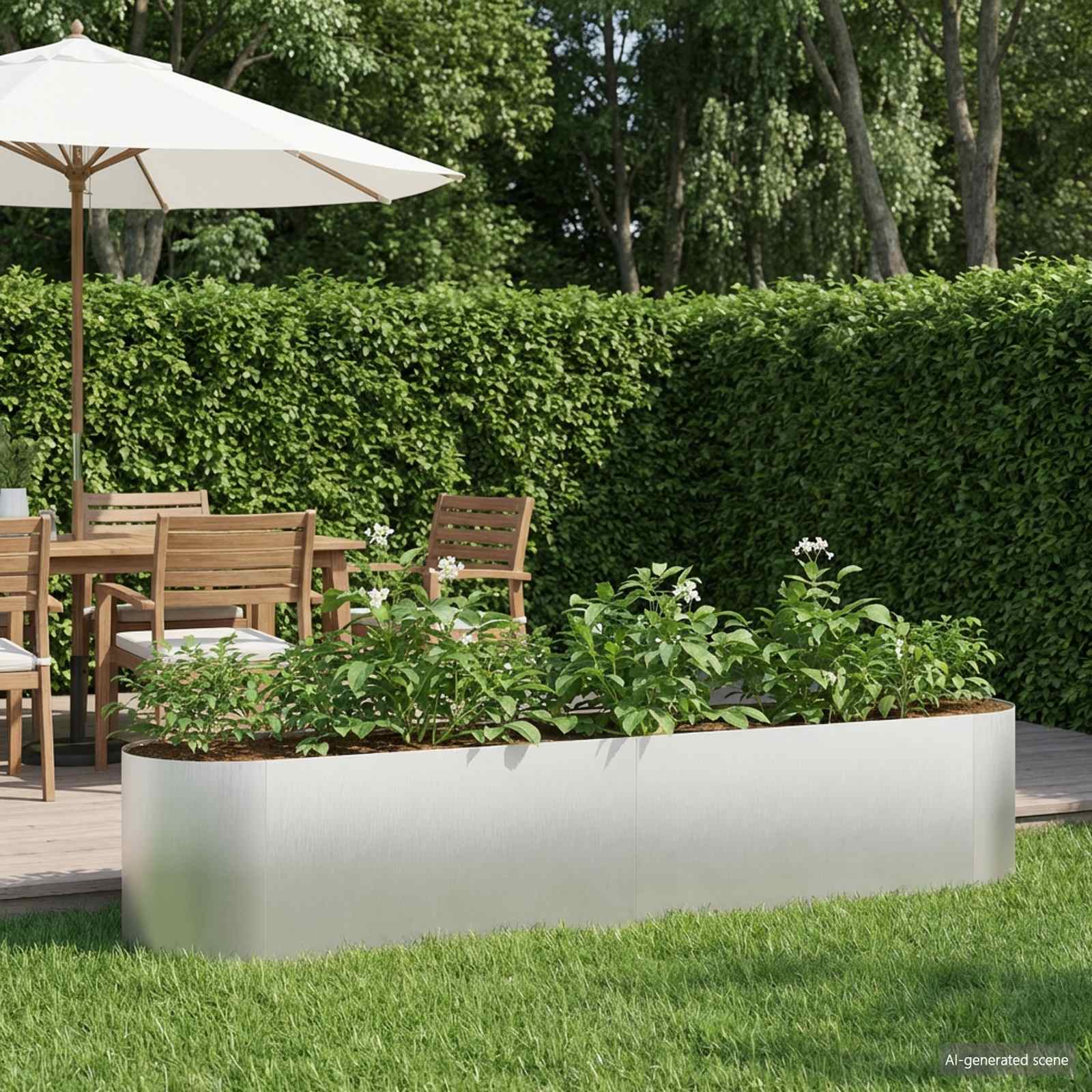 Cama de jardim elevada aço inoxidável 200 x 40 x 40 cm