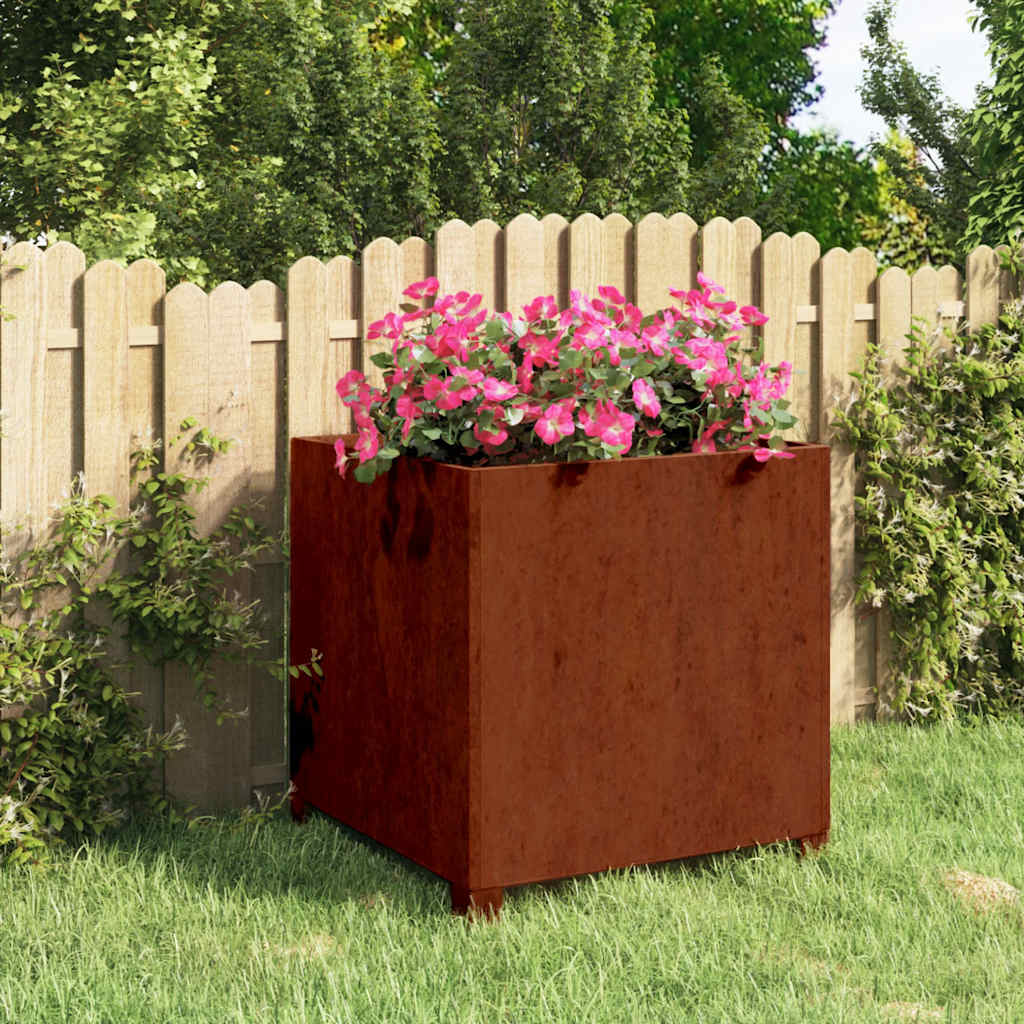 Vaso/floreira com pernas 50x50x50 cm aço corten cor enferrujado