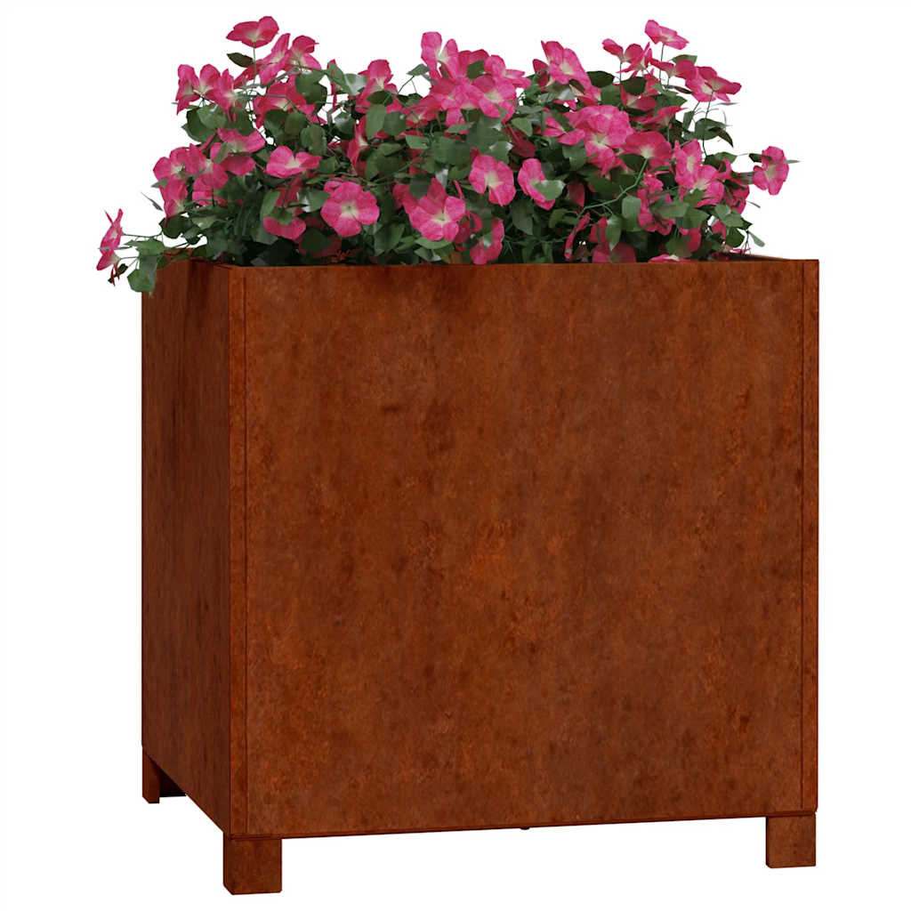 Vaso/floreira com pernas 50x50x50 cm aço corten cor enferrujado