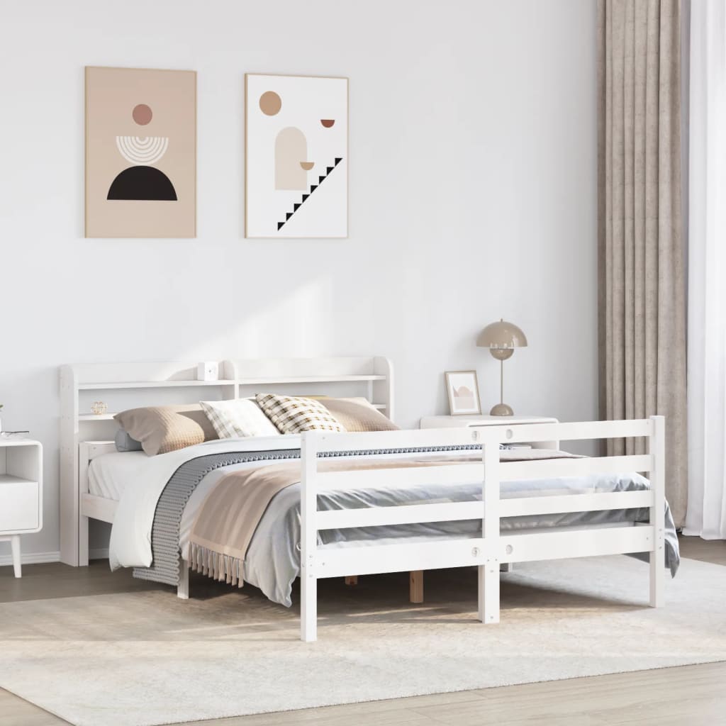 Estrutura de cama c/ cabeceira sem colchão 140x200 cm branco