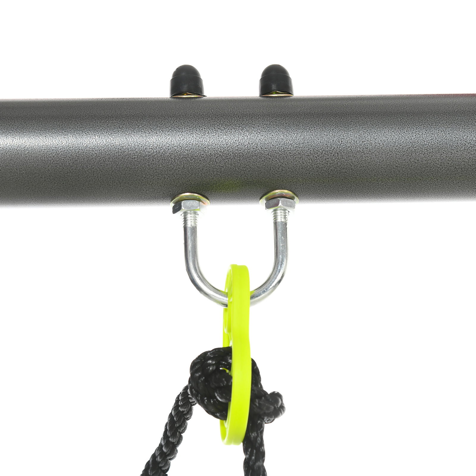 Conjunto de baloiços infantil com 2 baloiços baloiço duplo e estrutura de aço para crianças de 3-8 anos 355x184x186 cm verde