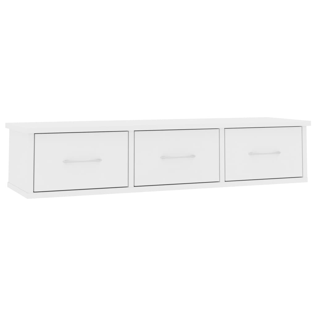 Prateleira gavetas p/ parede 88x26x18,5cm deriv. madeira branco