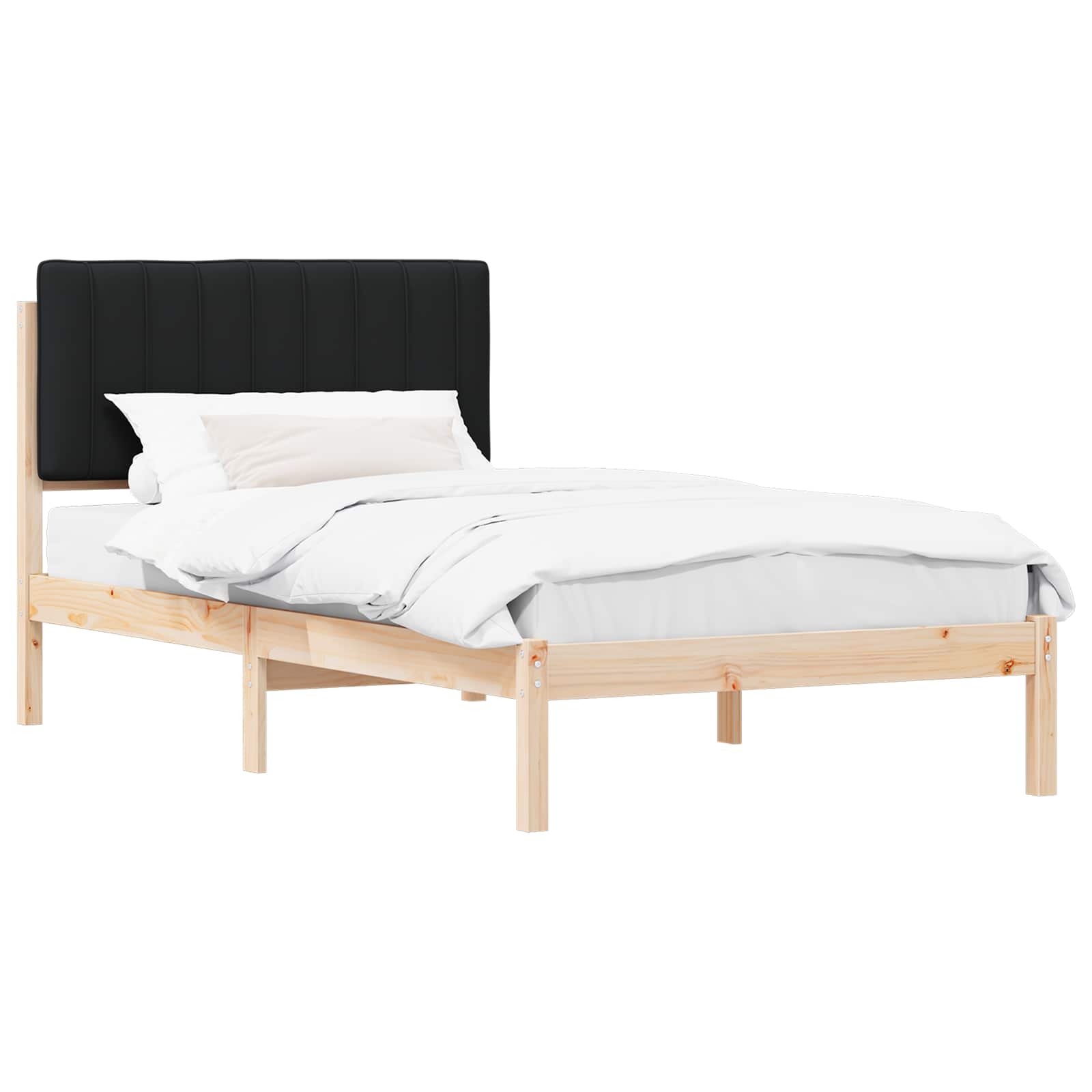 Estrutura de cama com cabeceira estofada preto 100 x 200 cm