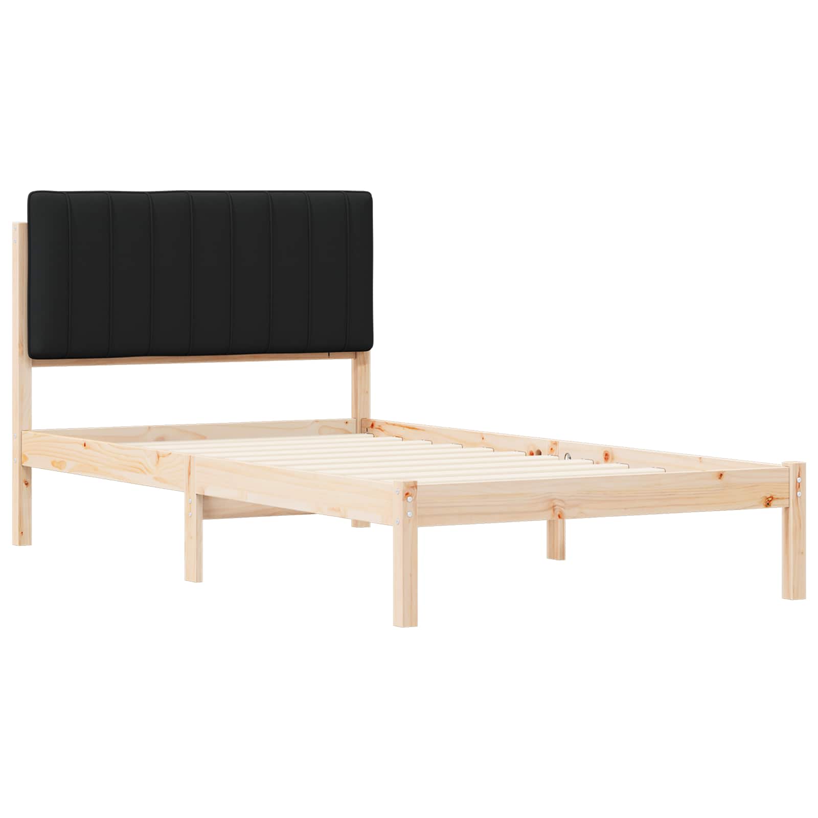 Estrutura de cama com cabeceira estofada preto 100 x 200 cm