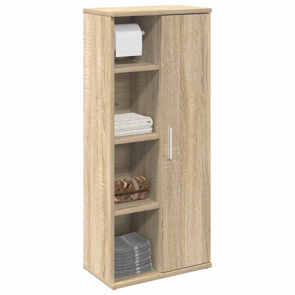 Móvel p/ casa de banho c/ suporte rolos 39x22x90 cm cor sonoma