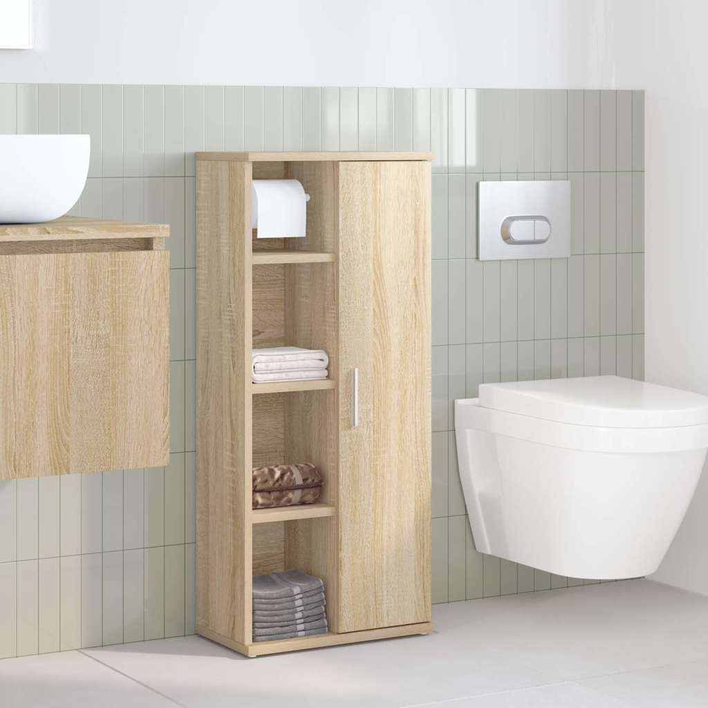 Móvel p/ casa de banho c/ suporte rolos 39x22x90 cm cor sonoma