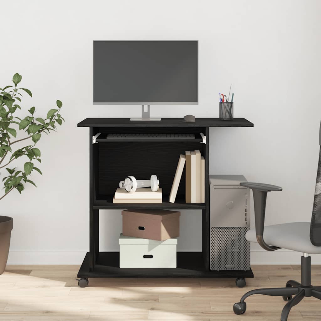 Mesa de computador em carvalho preto, 80x50x75 cm, madeira engenheirada