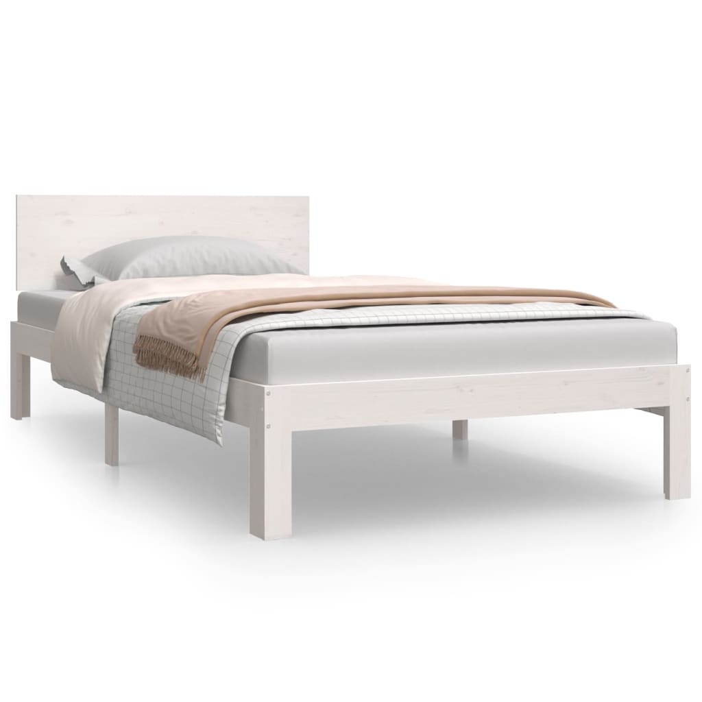 Estrutura de cama 100x200 cm pinho maciço branco