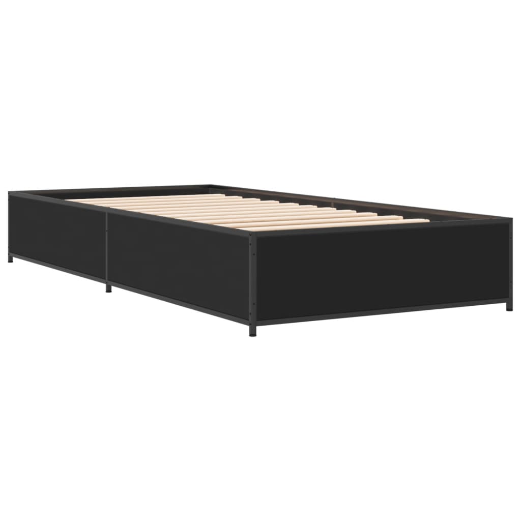 Estrutura de cama 90x190 cm derivados de madeira e metal preto