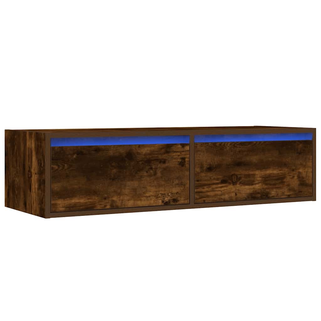 Móvel de TV com luzes LED 100x35,5x25 cm carvalho fumado