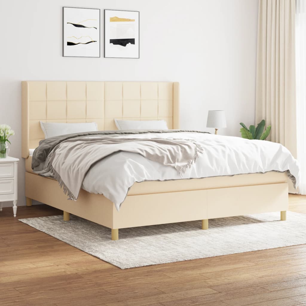 Cama com molas/colchão 180x200 cm tecido cor creme