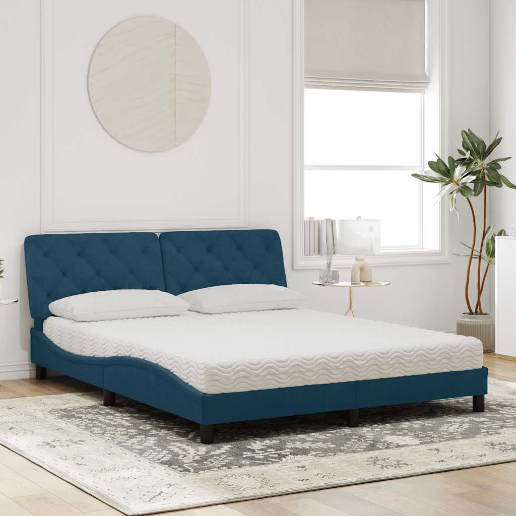 Cama com colchão 160x200 cm veludo azul
